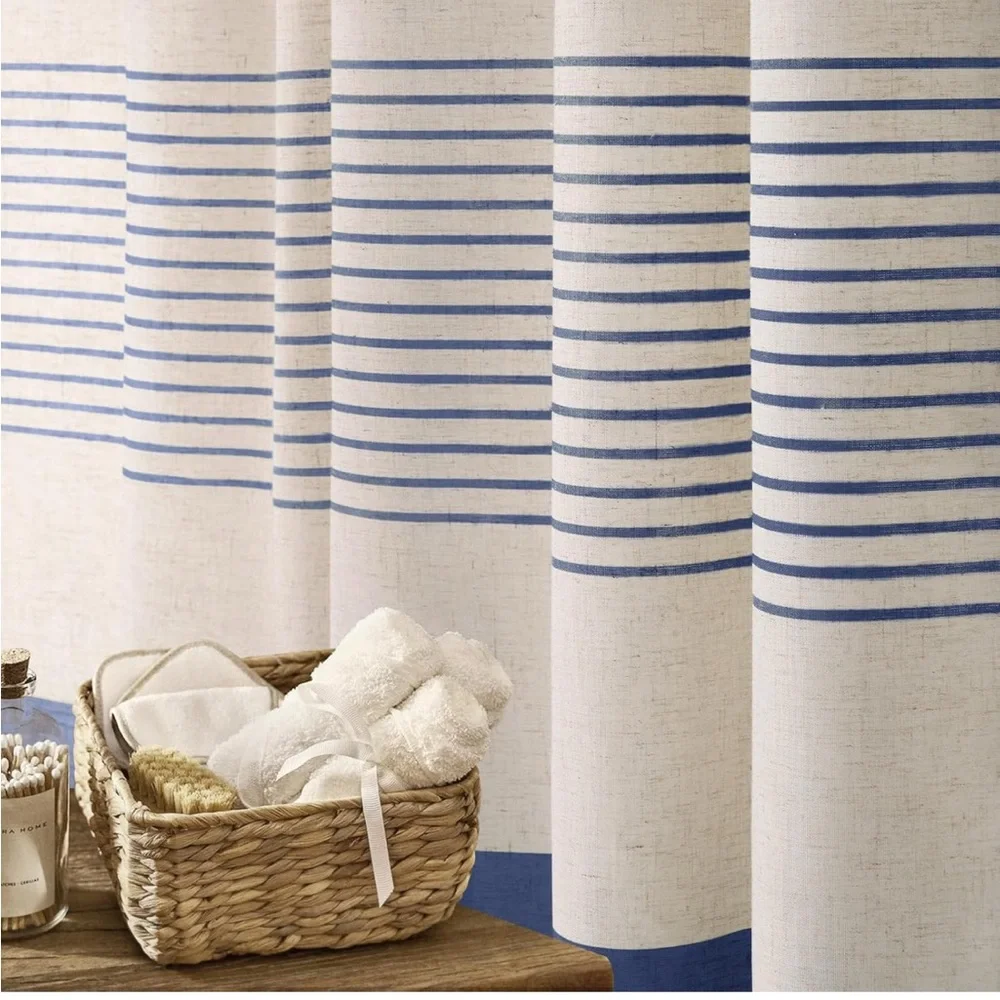 Striped Blue and Cream Shower Curtain